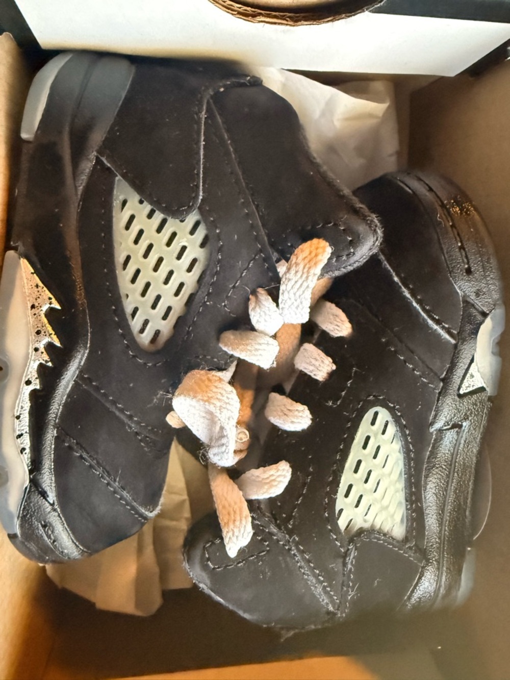 Jordan Kids Black and White/Gray Lace-Up Sneakers